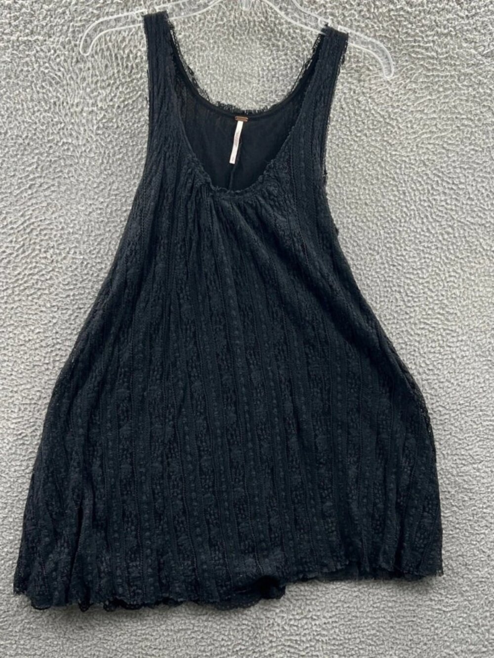 Black Textured Sleeveless Boho Tank Top Size S